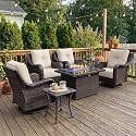 LayinSun 7 Piece Wicker Outdoor Furniture Set with 6-inch Comfy Cushions