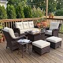 LayinSun 7 Piece Wicker Outdoor Furniture Set with 6-inch Comfy Cushions