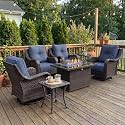 LayinSun 7 Piece Wicker Outdoor Furniture Set with 6-inch Comfy Cushions