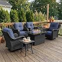 LayinSun 7 Piece Wicker Outdoor Furniture Set with 6-inch Comfy Cushions