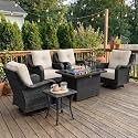 LayinSun 7 Piece Wicker Outdoor Furniture Set with 6-inch Comfy Cushions