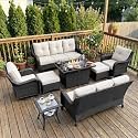 LayinSun 8 Piece Wicker Outdoor Furniture Set with 6-inch Comfy Cushions