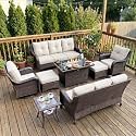 LayinSun 8 Piece Wicker Outdoor Furniture Set with 6-inch Comfy Cushions