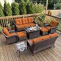 LayinSun 8 Piece Wicker Outdoor Furniture Set with 6-inch Comfy Cushions