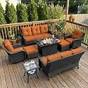 LayinSun 8 Piece Wicker Outdoor Furniture Set with 6-inch Comfy Cushions