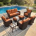 LayinSun 9 Piece Wicker Outdoor Furniture Set with 6-inch Comfy Cushions