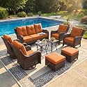 LayinSun 9 Piece Wicker Outdoor Furniture Set with 6-inch Comfy Cushions