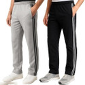 LAYZEE Solid Striped Men Black Track Pants