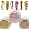 Laza 3 Colors Chrome Nail Powder Mirror Effect Metallic Dust Glitter