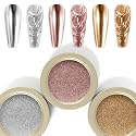 Laza 3 Colors Chrome Nail Powder Mirror Effect Metallic Dust Glitter