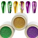 Laza 3 Colors Mardi Gras Chrome Nail Powder Mirror Effect Dust Glitter