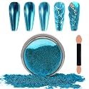 Laza Chrome Nail Powder, Metallic Mirror Effect Pigment, Lake Blue
