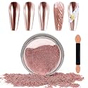 Laza Chrome Nail Powder, Metallic Mirror Effect Pigment, Rose Gold