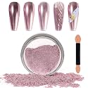 Laza Chrome Nail Powder, Metallic Mirror Effect Pigment,Pink
