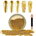 Laza Chrome Nail Powder, Metallic Mirror Effect Pigment, Bright Gold
