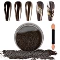 Laza Chrome Nail Powder, Metallic Mirror Effect Pigment, Deep Brown