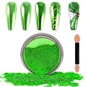 Laza Chrome Nail Powder Mirror Effect Metallic Dust Holographic Glitter Glazed Manicure Decoration Reflective Pigment for DIY Gel Polish Nail Art, Resin Craft, Gifts - Grass Green