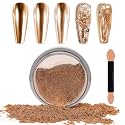 Laza Chrome Nail Powder Mirror Effect Metallic Dust Holographic Glitter Glazed Manicure Decoration Reflective Pigment for DIY Gel Polish Nail Art, Resin Craft, Gifts - Copper