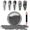 Laza Chrome Nail Powder Mirror Effect Metallic Dust Holographic Glitter Glazed Manicure Decoration Reflective Pigment for DIY Gel Polish Nail Art, Resin Craft, Gifts - Gun Metal