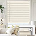LazBlinds No Drill 1" Vinyl Horizontal Mini Blinds, Cream, Custom Size