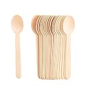 Lazer Accessories Pack of 50 Multipurpose Disposable Wooden Spoons | Eco-Friendly, Natural & Biodegradable Flatware | Ideal for Kids Birthday, Wedding, Party | 140mm Durable & Compostable Cutlery
