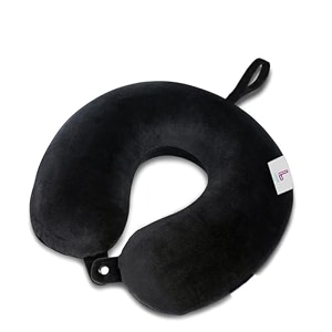 lazer black memory foam travel neck pillow for sleeping ergonomic cervical support for neck pain relief and long journeys