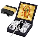 Lazo Para Boda, Pearl Wedding Lasso for Ceremony Catholic Gift, Rosario Lazos Para Boda Catolica, Lazo De Bodas Para Los Novios, Lasso for Wedding Ceremony, Wedding Pearl Rosary(Silver)