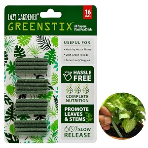 lazy gardener greenstix plant food  natural magic fertilizer sticks for indoor amp outdoor use  organic slow-release nutrients for pots amp home garden pack of 16