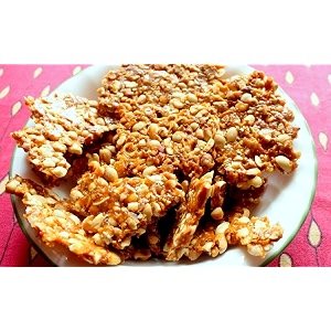 lazy shoppy peanut chikki flakes  crushed peanut chikki  indian sweets chikki 150 grams