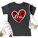 LAZYCHILD Kids Valentine Shirt Girls Valentines Day Shirts Heart Graphic Long Sleeve Striped Tee Tops 5-14 Years
