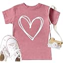 LAZYCHILD Kids Valentine Shirt Girls Valentines Day Shirts Heart Graphic Long Sleeve Striped Tee Tops 5-14 Years
