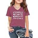 LAZYCHILD Kids Valentine Shirt Girls Valentines Day Shirts Heart Graphic Long Sleeve Striped Tee Tops 5-14 Years