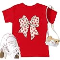 LAZYCHILD Kids Valentine Shirt Girls Valentines Day Shirts Heart Graphic Long Sleeve Striped Tee Tops 5-14 Years