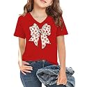 LAZYCHILD Kids Valentine Shirt Girls Valentines Day Shirts Heart Graphic Long Sleeve Striped Tee Tops 5-14 Years