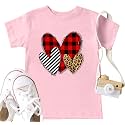 LAZYCHILD Kids Valentine Shirt Girls Valentines Day Shirts Heart Graphic Long Sleeve Striped Tee Tops 5-14 Years