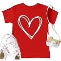 LAZYCHILD Kids Valentine Shirt Girls Valentines Day Shirts Heart Graphic Long Sleeve Striped Tee Tops 5-14 Years