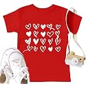 LAZYCHILD Kids Valentine Shirt Girls Valentines Day Shirts Heart Graphic Long Sleeve Striped Tee Tops 5-14 Years