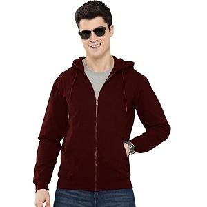 LAZYCHUNKS Regular Fit Mens Solid Fleece Hoodie