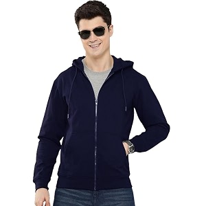 LAZYCHUNKS Regular Fit Mens Solid Fleece Hoodie