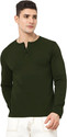 LazyChunks Solid Men Henley Neck Dark Green