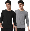 LazyChunks Solid Men Henley Neck Multicolor T-Shirt