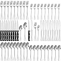 Lazycorner 60-Piece Silverware Set with Steak Knives Stainless Steel Flatware Set for 10 Food Grade Tableware Cutlery Set Rust-proof, Mirror Polished, Dishwasher Safe
