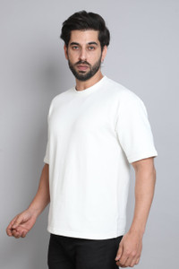 LazyGreg Solid Men Round Neck White T-Shirt
