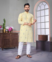 Lazzly Men Embroidered Straight Kurta