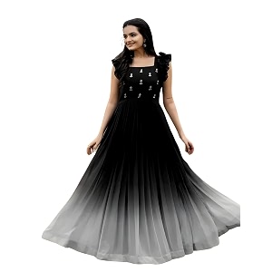 LAZZLY Womens Georgette Ankle Length Dual Shaded