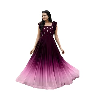 LAZZLY Womens Georgette Ankle Length Dual Shaded