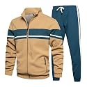 LBL Leading the Better Life Men's Sweat Suit 2 Piece Outfit Casual Contrast Sports Jogging Tracksuits Set