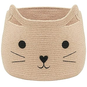 lby cotton storage gift basket cute case for closet packing wedding packaging organizer box jute basket handwoven eco-friendly foldable storage basket bins organizer cat shape