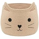 ☆LBY® Cotton Storage Gift Basket, Cute case for Closet, Packing, Wedding Packaging Organizer Box Jute Basket Handwoven Eco-Friendly Foldable Storage Basket Bins Organizer (cat Shape)