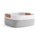 ☆LBY® Storage Gift Basket, Cute case for Closet, Packing, Wedding Packaging Organizer Box Jute Basket Handwoven Eco-Friendly Foldable Storage Basket Bins Organizer (Gray/White)